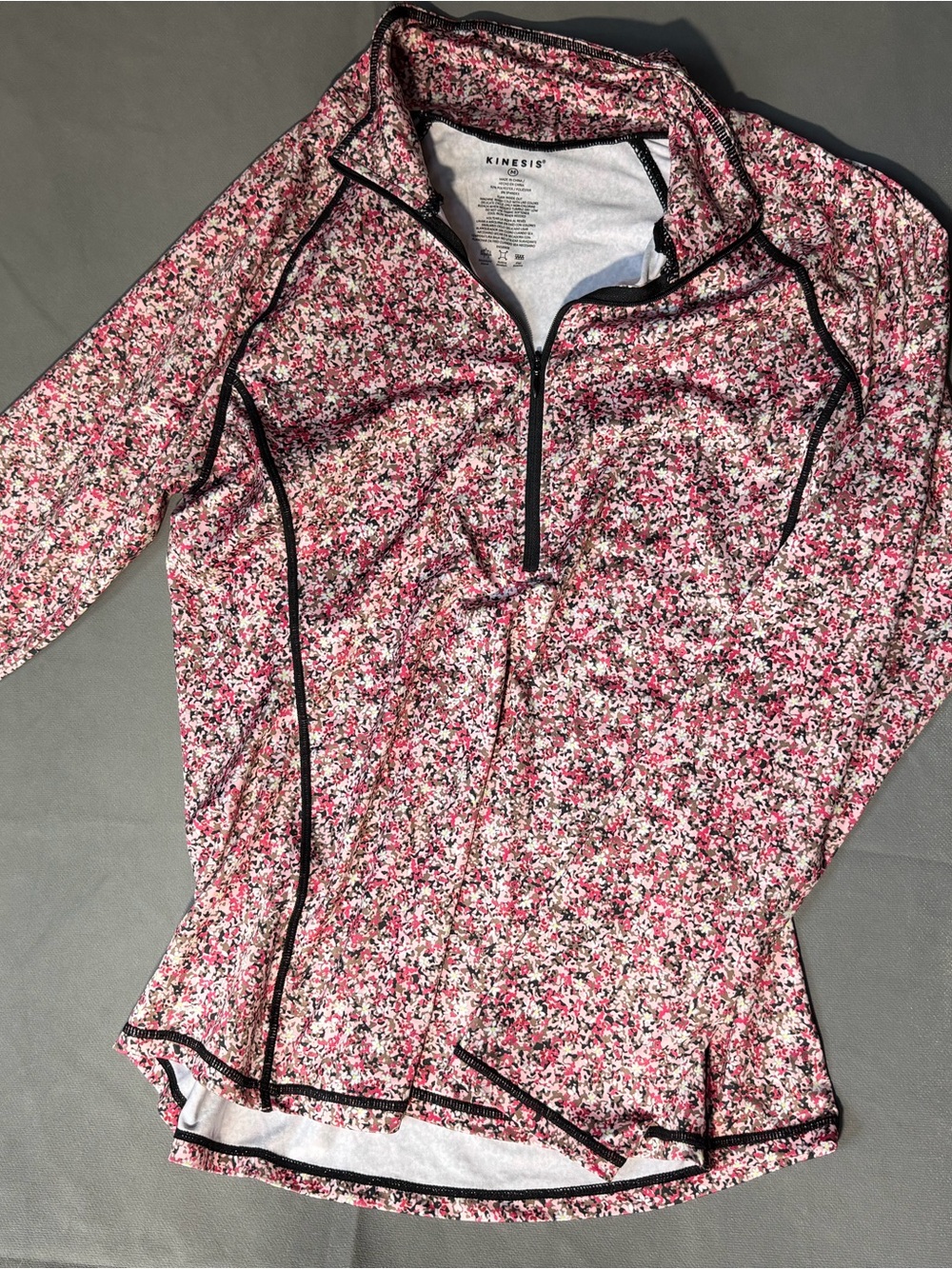 Kinesis Pink Floral Half-Zip Performance Top